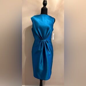 Badgley Mischka Blue Satin Midi Dress